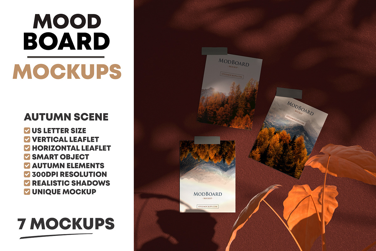 MoodBoard Autumn Fall Scenes, a Books & Magazine Mockup by StyleMockups (Photo 7 of 12)