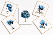Whimsical Blue Flowers Spring png, an Illustration by Watercolor design (Thumbnail 7 of 7)