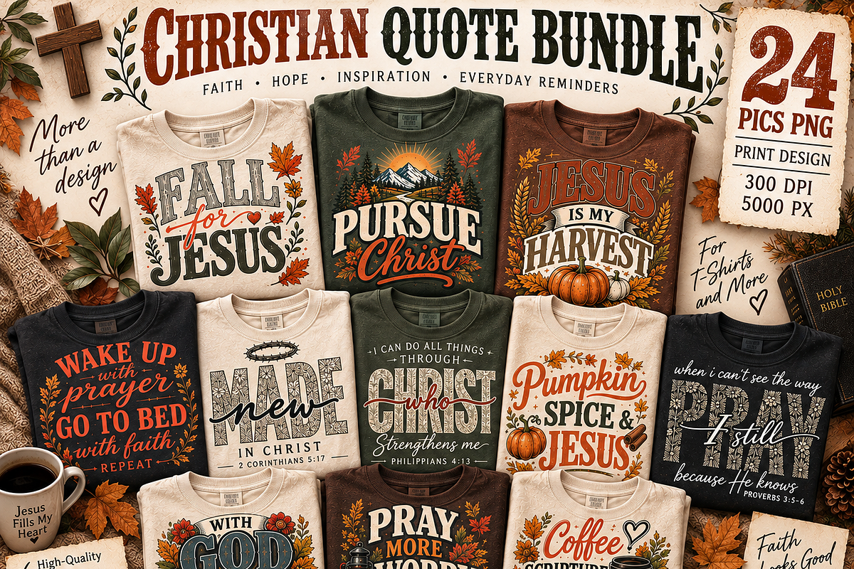 Fall Christian PNG Bundle 24 pics, a Decorative Illustration by ElDesignState (Photo 1 of 33)