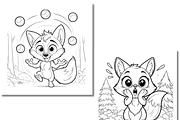 Cute Adorable Foxes Coloring Book, an Animal Illustration by Sourcedigi (Thumbnail 2 of 3)