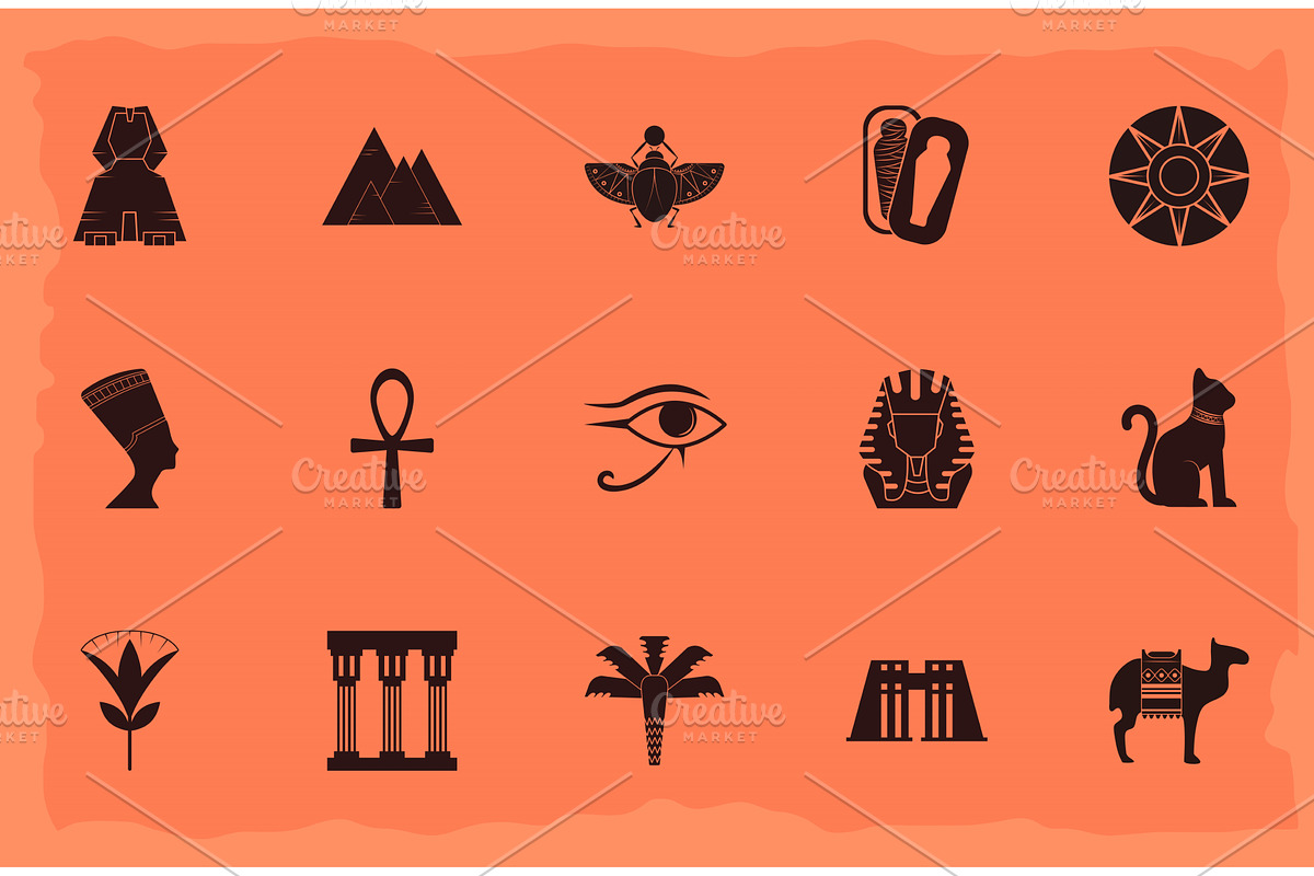 ancient egypt icon set, an Object Illustration by studiogstock