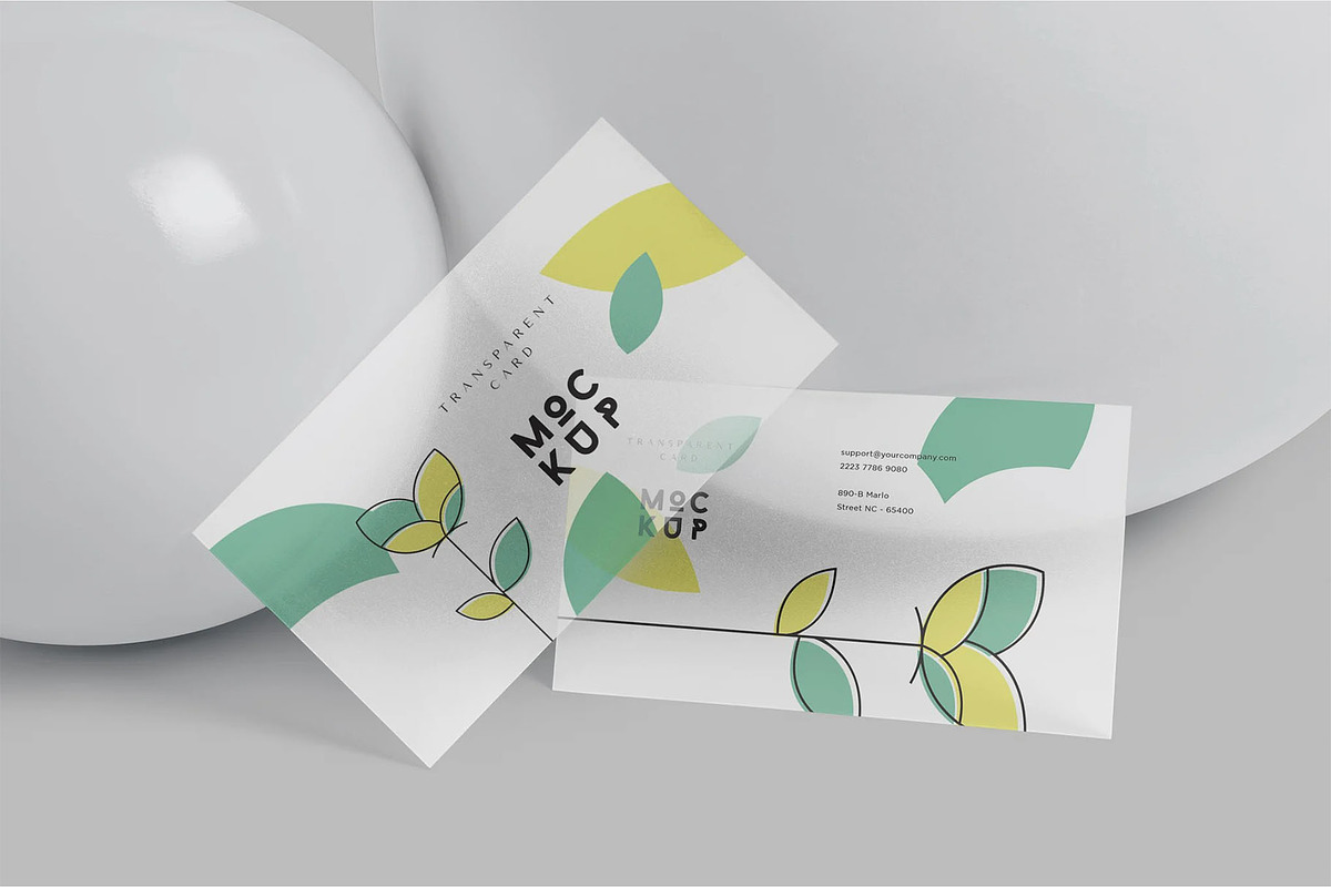 Transparent Business Card Mockups, an Advertising Mockup by megostudi0 (Photo 2 of 7)