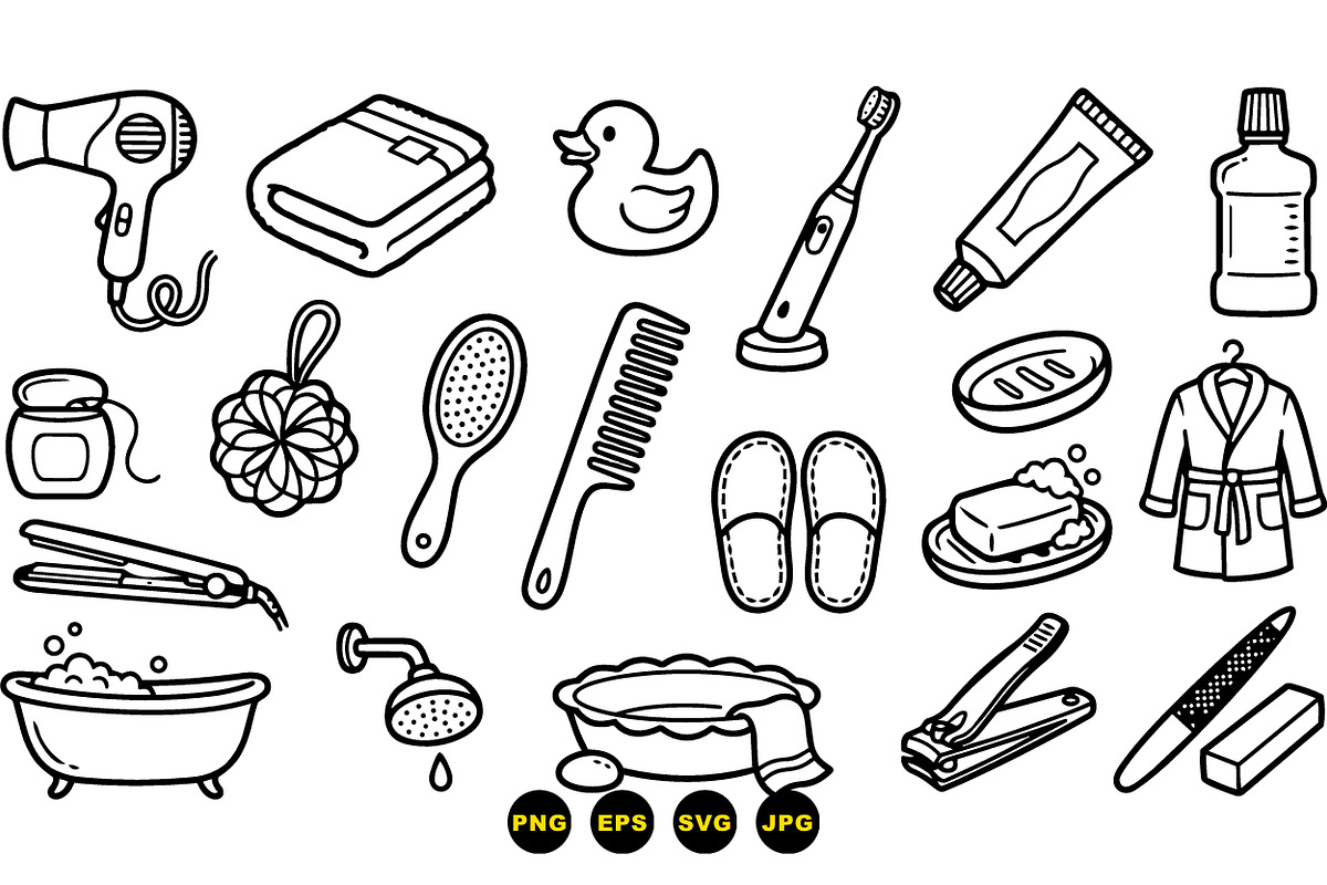 Bathroom Essentials Clipart Pack, an Illustration by designvectx (Photo 2 of 3)