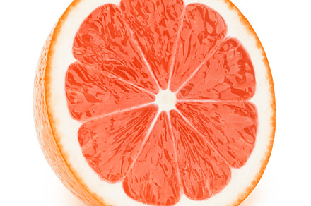 Half of grapefruit slice isolated featuring grapefruit, slice, and half