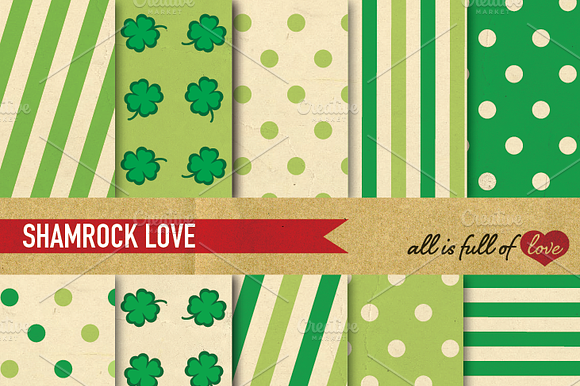 Vintage Shamrock Green Patterns preview 2