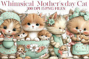 Whimsical mother's day cat clipart, an Illustration by Designworld