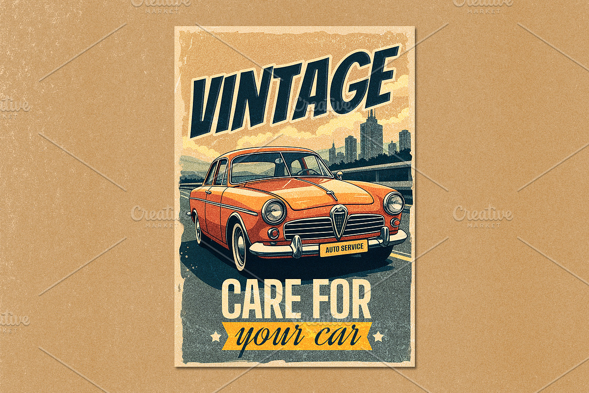 Retro Car Print Set, a Poster Template by Black Cat Studio (Photo 6 of 7)