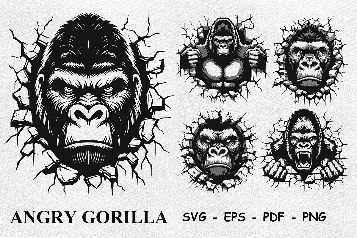 Angry Gorilla, an Animal Illustration by DevantCreate