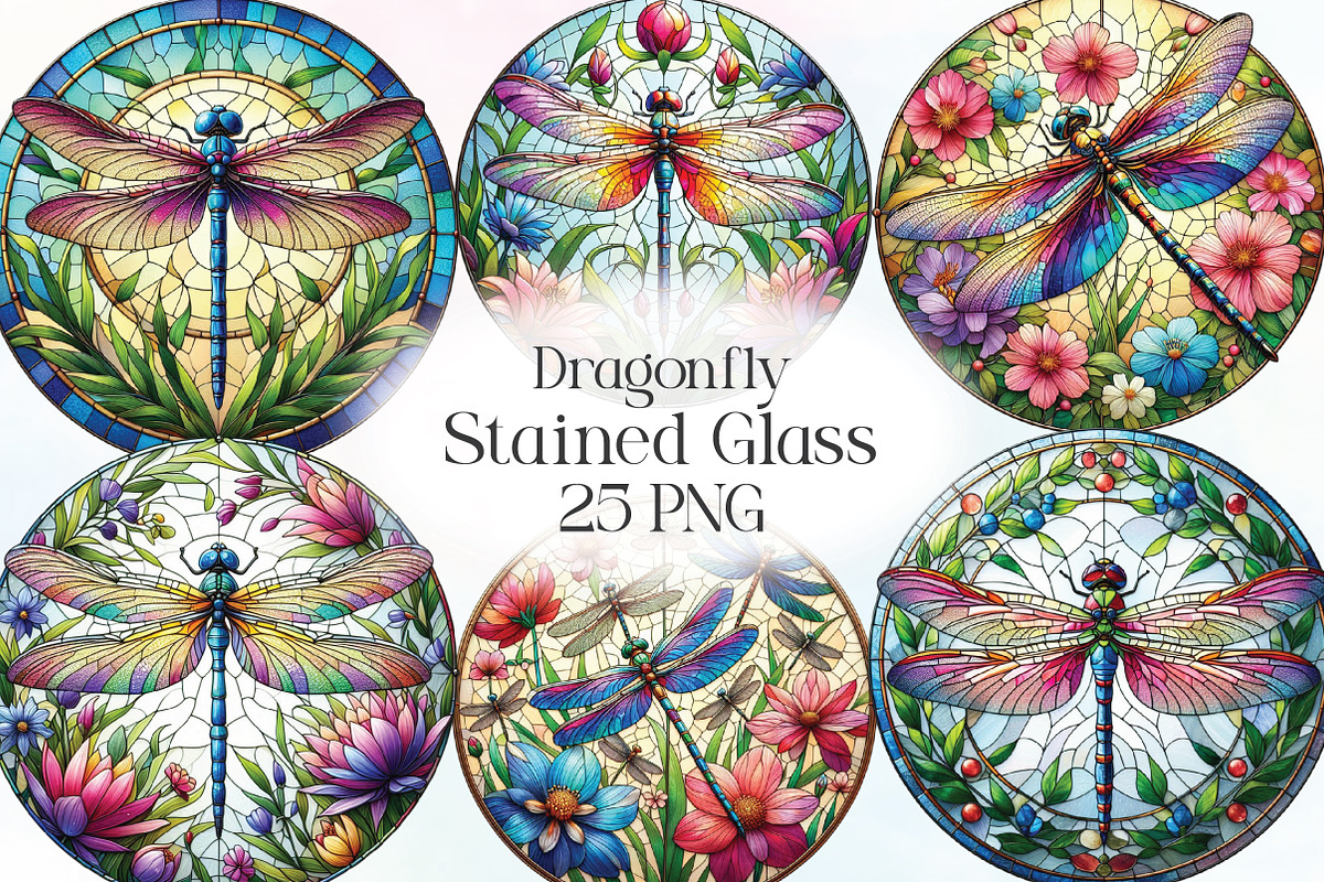 Stained Glass Dragonfly Sublimation, an Illustration by CraftArtStudio (Photo 1 of 6)