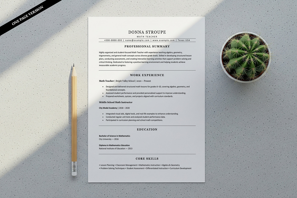 ATS Resume for Math Teacher, a Resume Template by SmmrDesign (Photo 2 of 7)