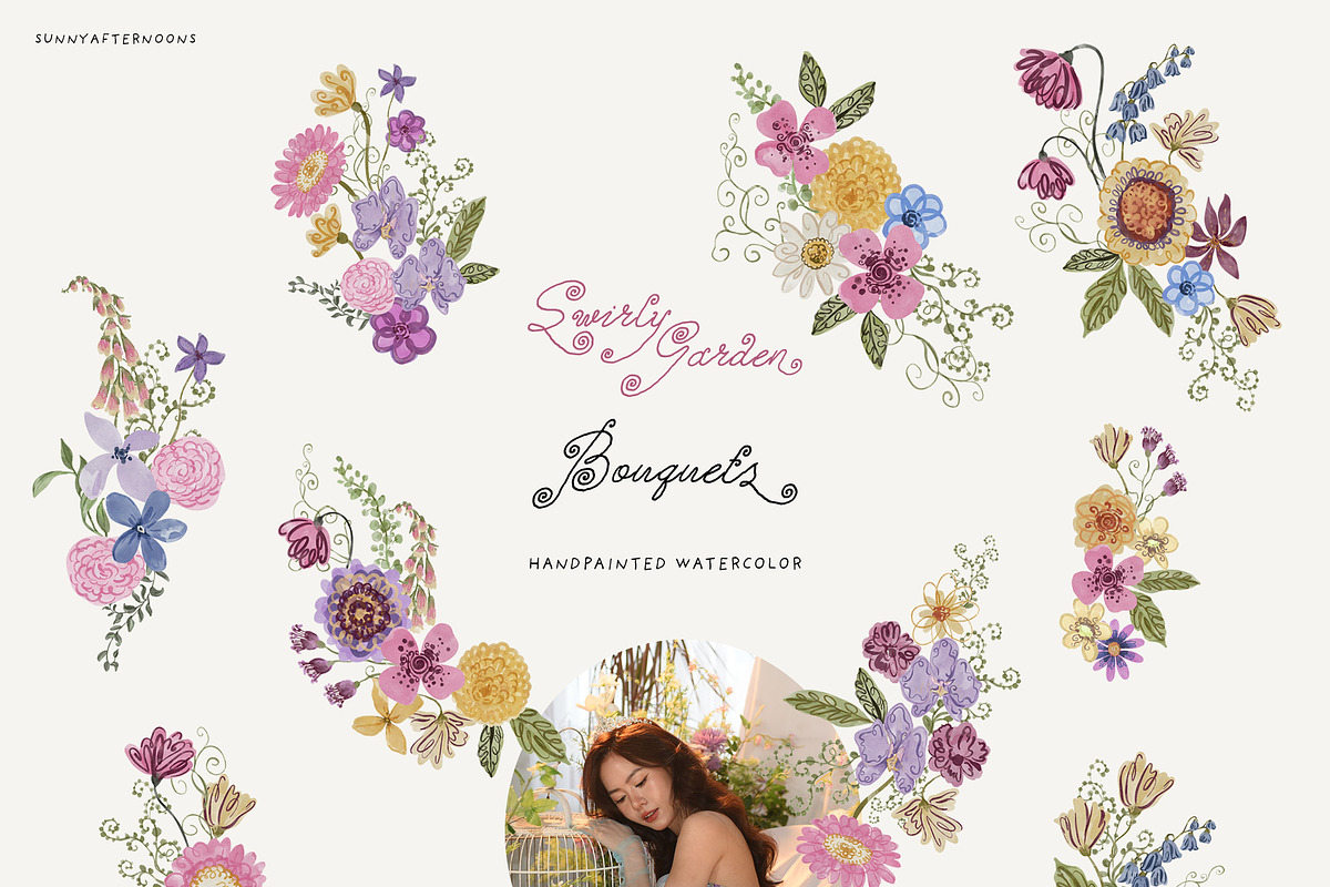 Whimsical Swirly Garden Florals, a Decorative Illustration by SunnyAfternoons (Photo 8 of 17)