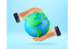 3D Businessman hands holding planet, a Person Illustration by Abscent