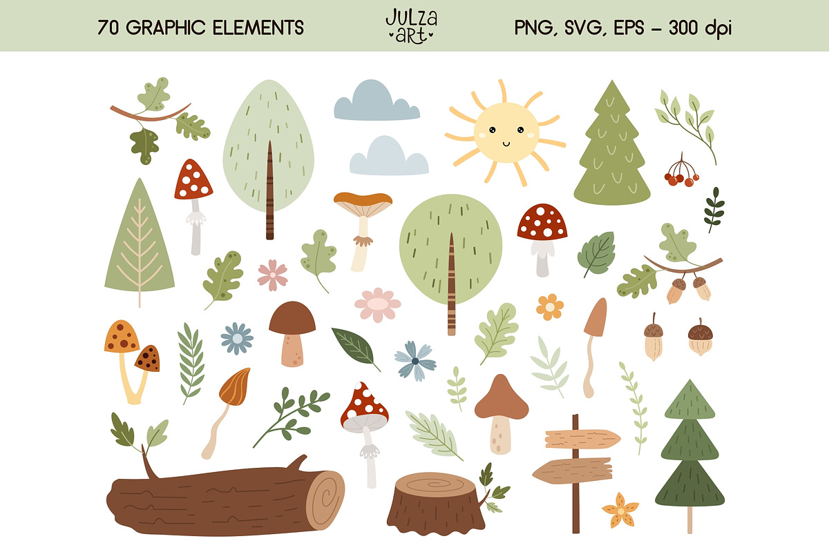 Woodland Animals Clipart, an Animal Illustration by JulzaArt (Photo 3 of 7)