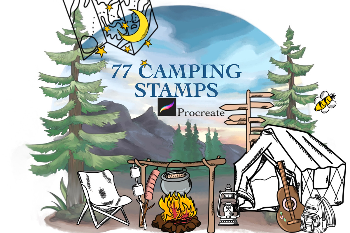 Camping Digital Stamps, a Graphic by Favorites_Art (Photo 1 of 16)