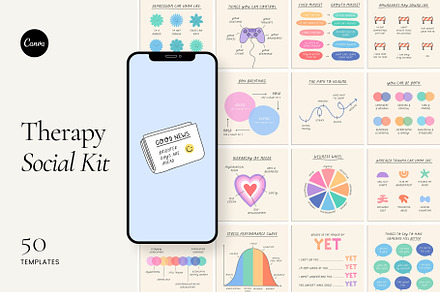 Therapy Social Pack - Canva, a Social Media Template by Willoe Studio