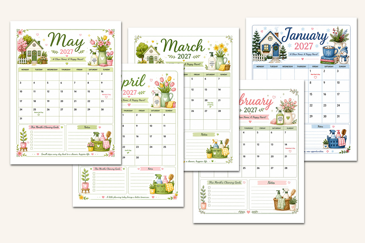2027 Home Cleaning Planner, a Stationery Template by Designmela01 (Photo 3 of 5)