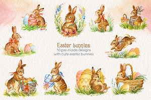 Easter Bunnies Watercolor Collection