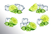 Mojito. Hand drawn watercolor set, a Food Illustration by Daria Ustiugova (Thumbnail 2 of 11)