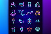 Scuba Diving Neon Vector Icons, an Outline Icon by Anna_leni (Thumbnail 3 of 9)