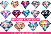 Watercolor Diamond Clipart Bundle, an Illustration by cherrydesign (Thumbnail 1 of 4)