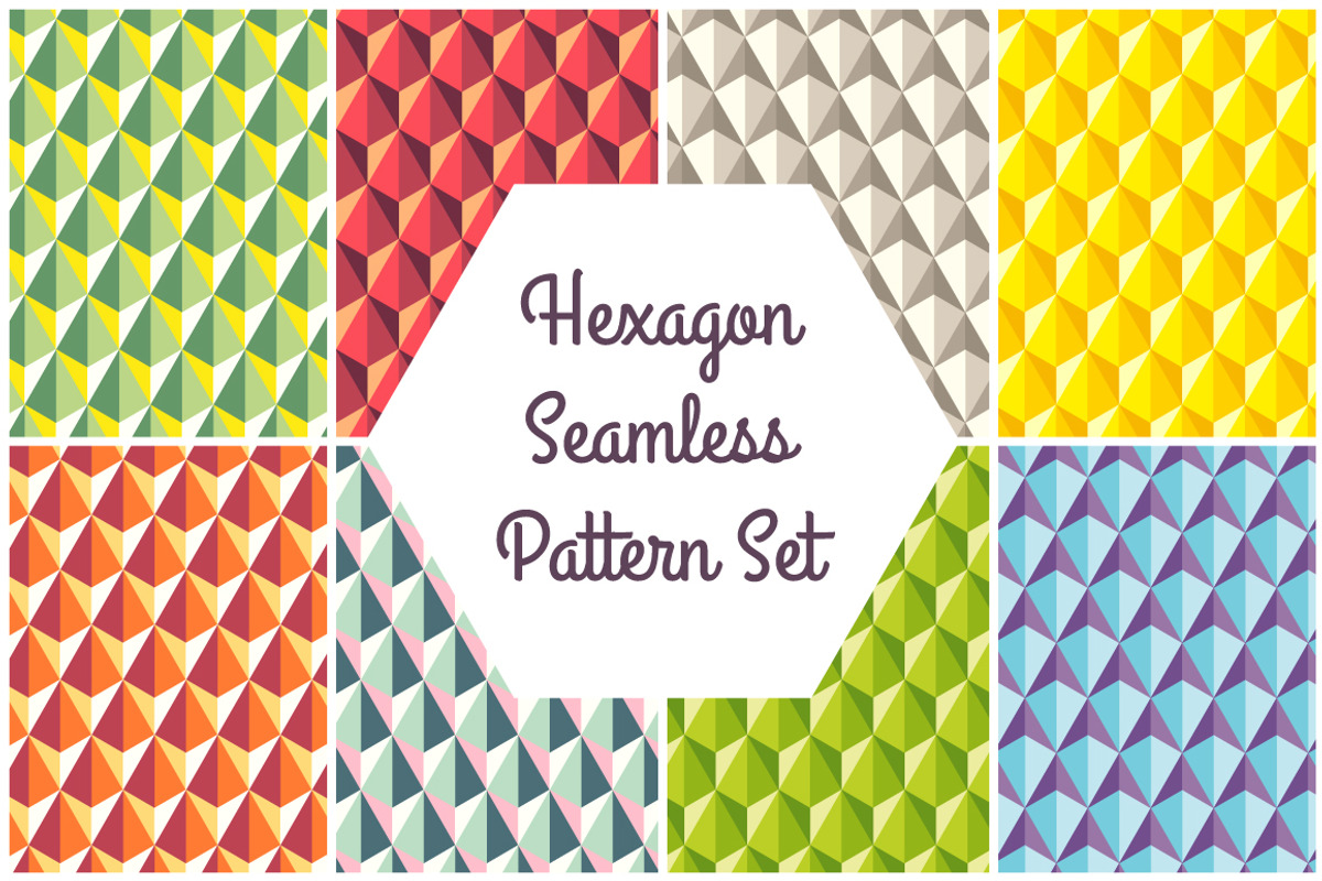 Hexagon Seamless Pattern Set, a Pattern Graphic by Evgeniya Dzhumm (Photo 1 of 2)