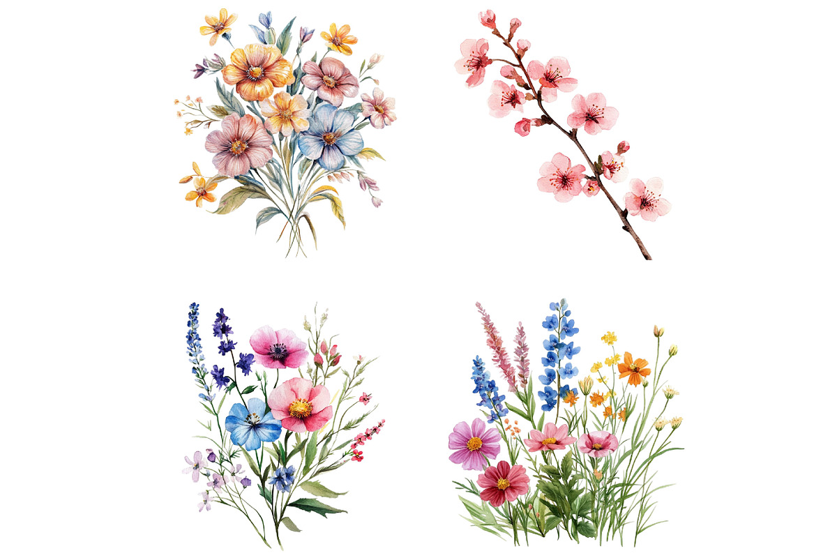 Watercolor Romance Flower Clipart, an Illustration by DreamCafeArt (Photo 2 of 5)