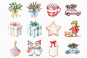Retro Christmas Clipart Bundle, an Illustration by Design Market (Thumbnail 5 of 5)