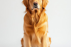 Golden Retriever dog, front view ful, an Animal Photo by Pixeness Studio