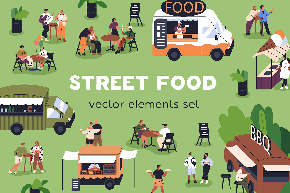 People at open-air street food fest, a Food Illustration by Good Studio (Photo 1 of 4)