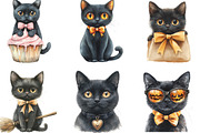 Halloween Black Cat Coquette Bow PNG, an Illustration by CraftArtStudio (Thumbnail 2 of 6)