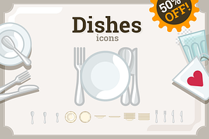 Dishes Icons Set 61 50