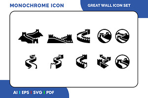 Great Wall China Black Icon, a Solid Icon by Fontmine Studio