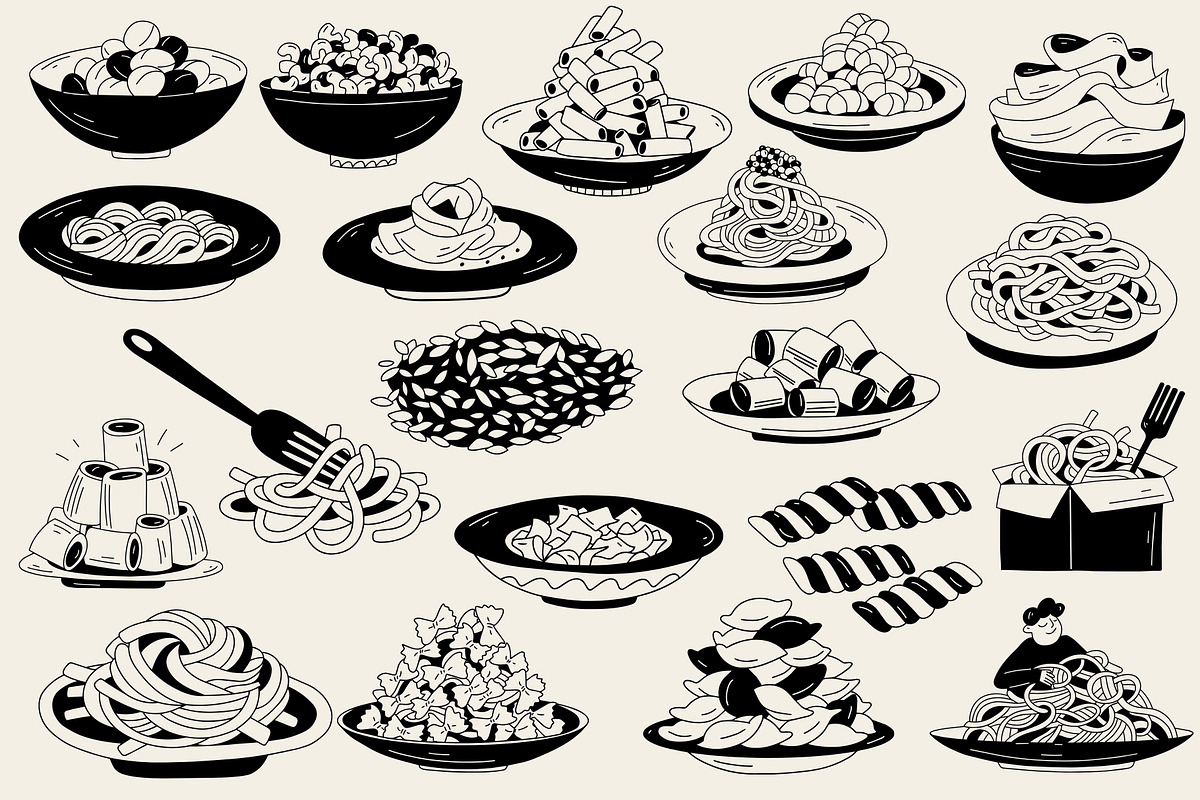 Pasta Lovers: 50 Food Illustrations, a Food Illustration by Veyla (Photo 3 of 12)