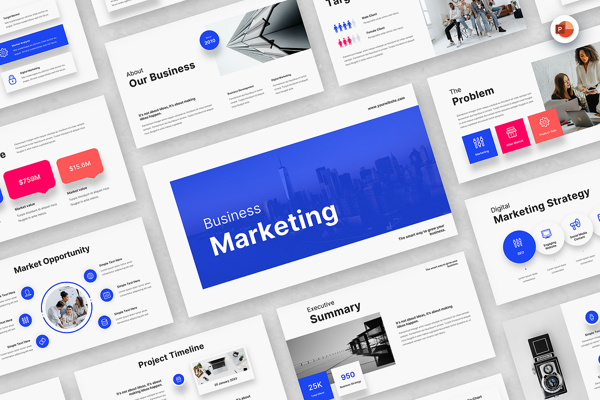 Business Marketing PowerPoint, a Presentation Template by Biwarastudio (Photo 1 of 5)