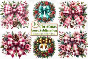 Christmas bows Sublimation Clipart, a Seasonal Illustration by Craft Nest