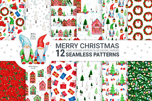 Watercolor Christmas Patterns