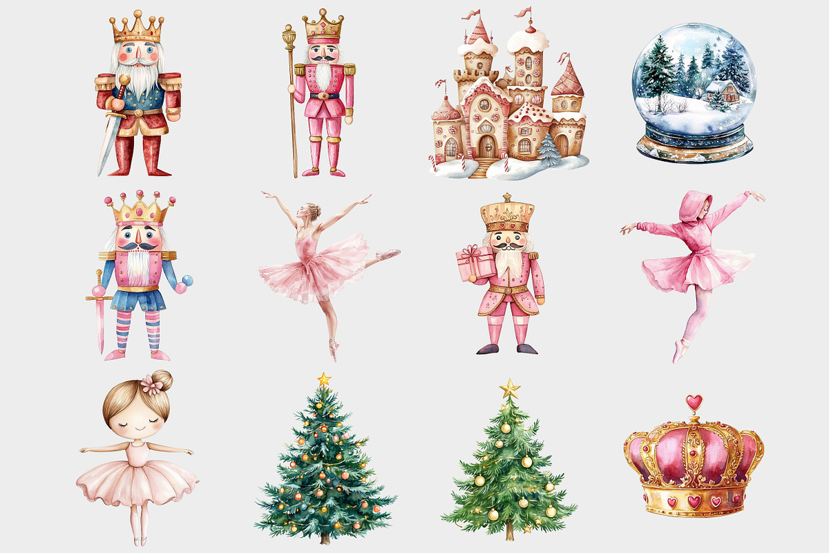 Watercolor Pink Nutcracker Clipart, a Seasonal Illustration by Design Market (Photo 3 of 5)