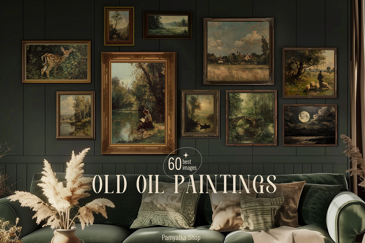 Old oil paintings - Vintage art, a Background Graphic by Pamyatka Shop (Photo 1 of 8)