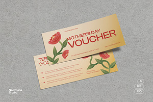 Floral Mothers Day Voucher, a Card Template by Neermana