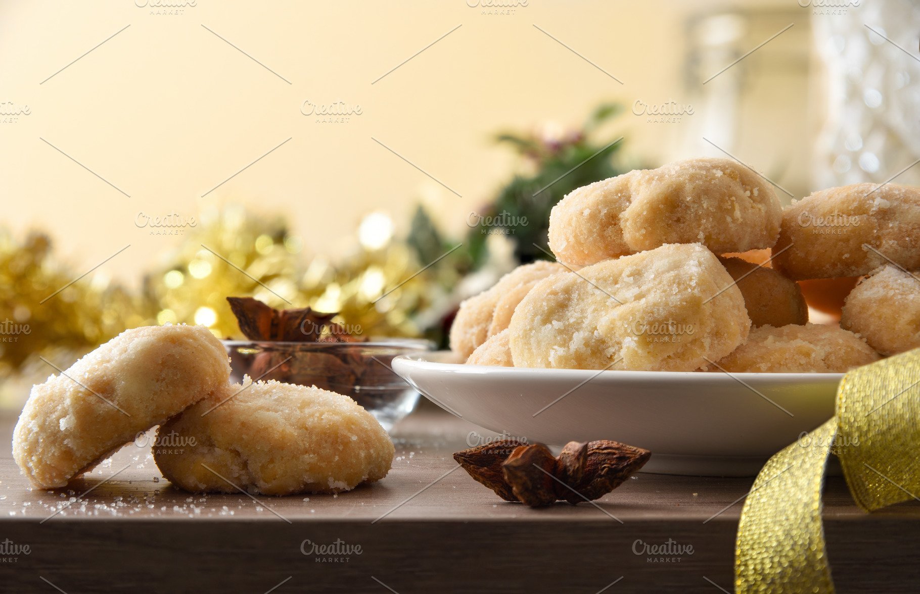 Macro detail of anise and sugar cookies on festive table, a Food & Drink Photo by Davizro's Market