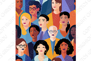Women Group Crowd Diversity Seamless, a Person Illustration by Christos Georghiou