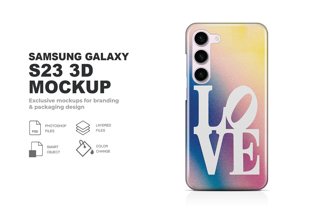 Galaxy S23 3d Phone Case Mockup, an Android Mockup by GraphicsPixel (Photo 1 of 5)