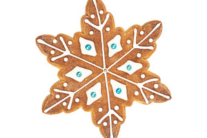 Traditional christmas gingerbread containing gingerbread, snowflake, and
