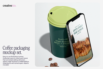 Coffee Cups Mockup Set, a Cups & Container Mockup by CreativeKits