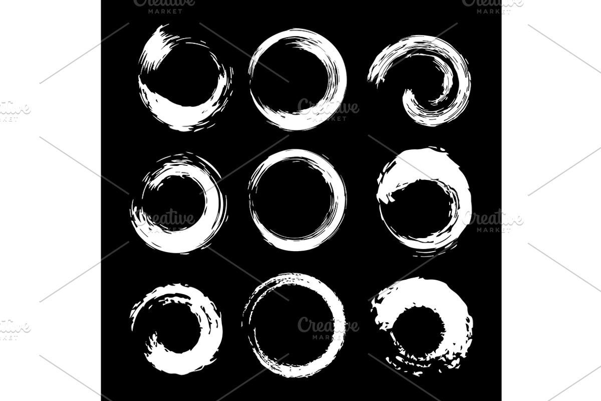 Circles Shape Brush Strokes Set., a Texture Graphic by Bigmouse_art (Photo 2 of 3)
