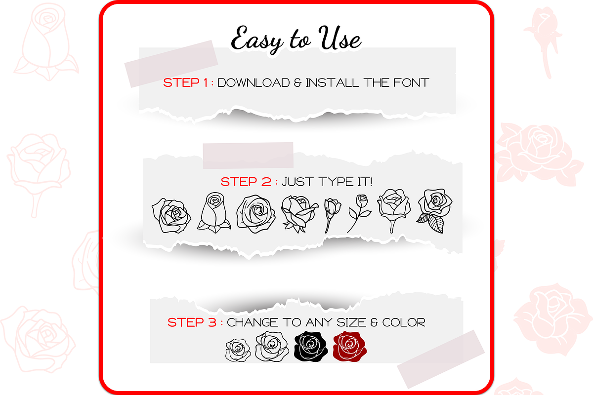 Rose Doodles - Dingbats Font, a Symbol Font by WADLEN