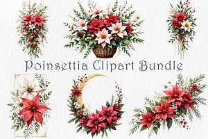 Poinsettia Clipart Bundle