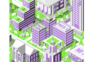 Crypto City with Startup Coworking, a Background Graphic by 35lab