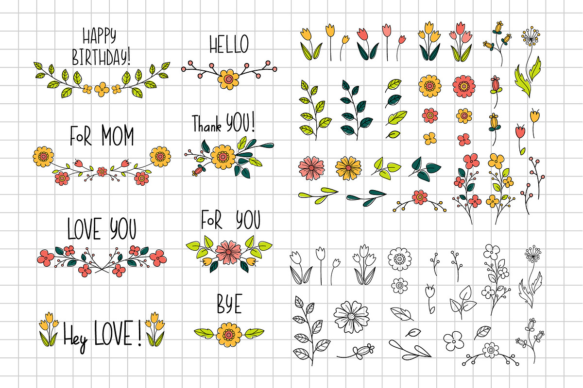 Floral Design set, a Decorative Illustration by Elena Nesterova (Photo 2 of 6)
