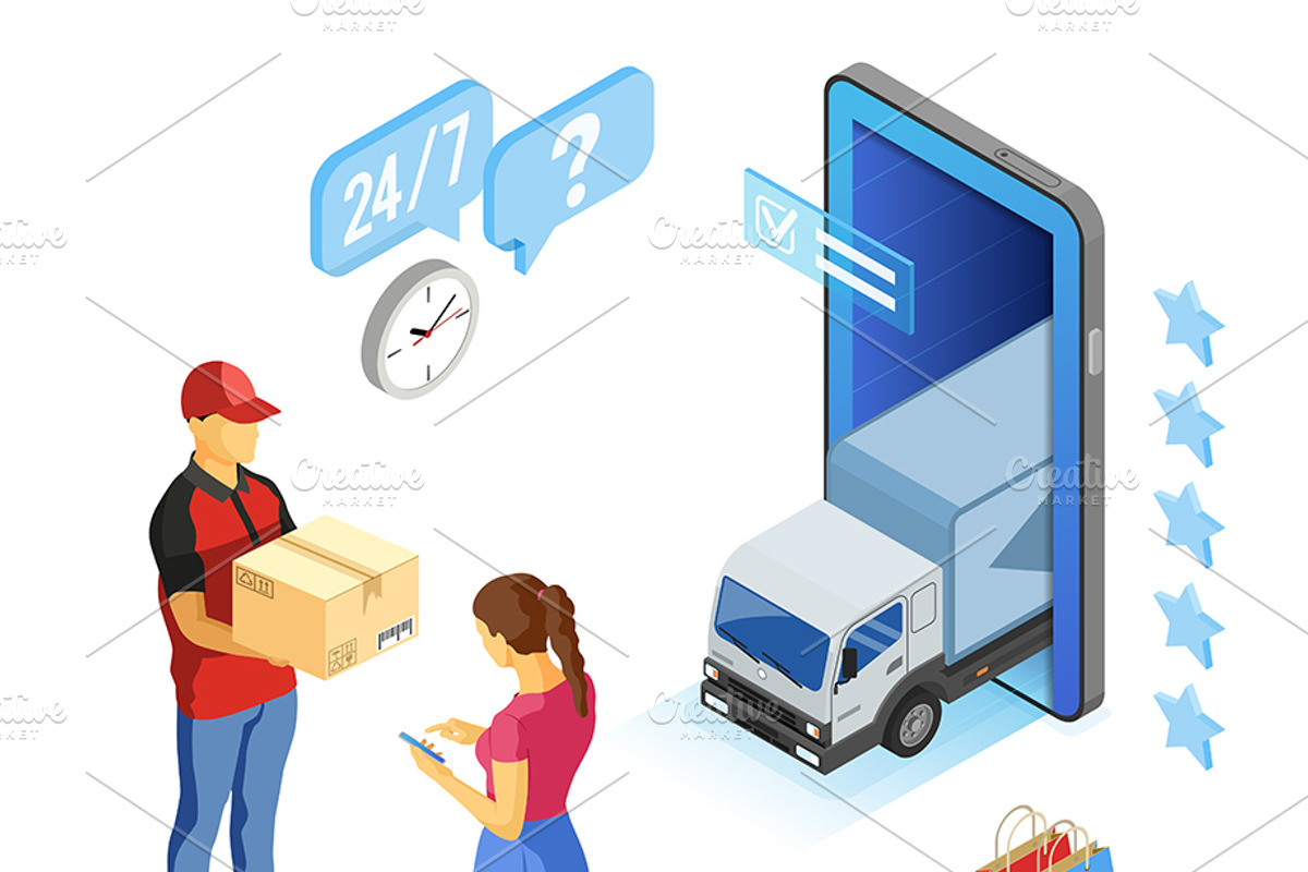 Internet Shopping Delivery Isometric, a Person Illustration by TAlex (Photo 4 of 6)